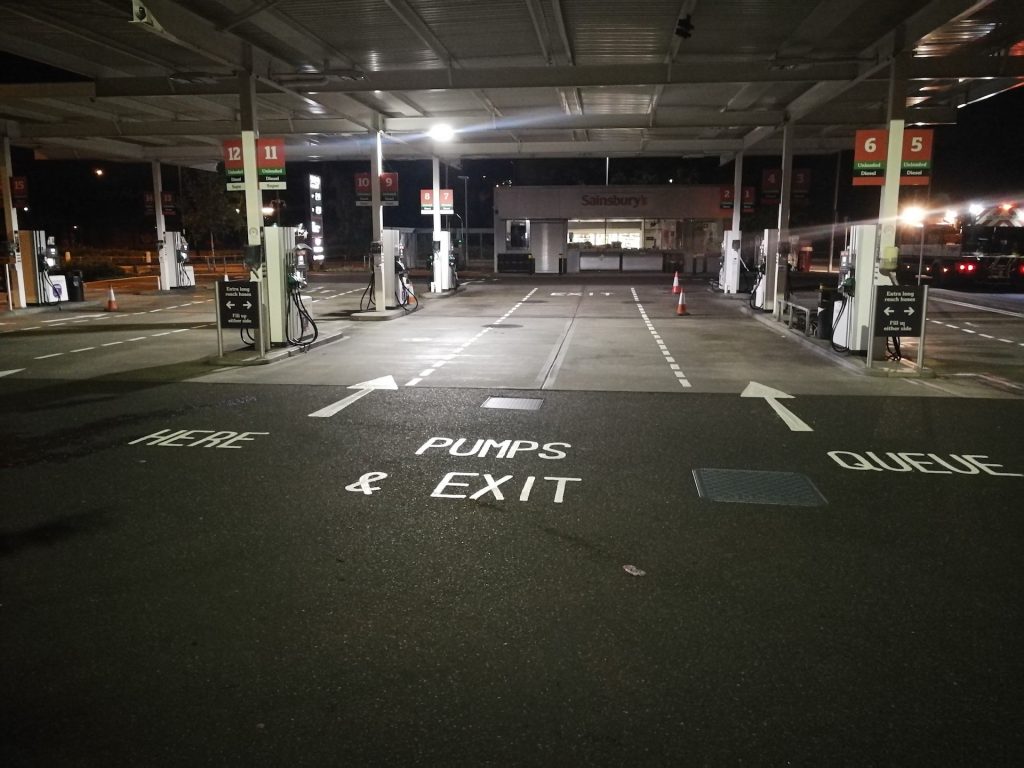 Thermoplastic Line Markings at Local Petrol Filling Station