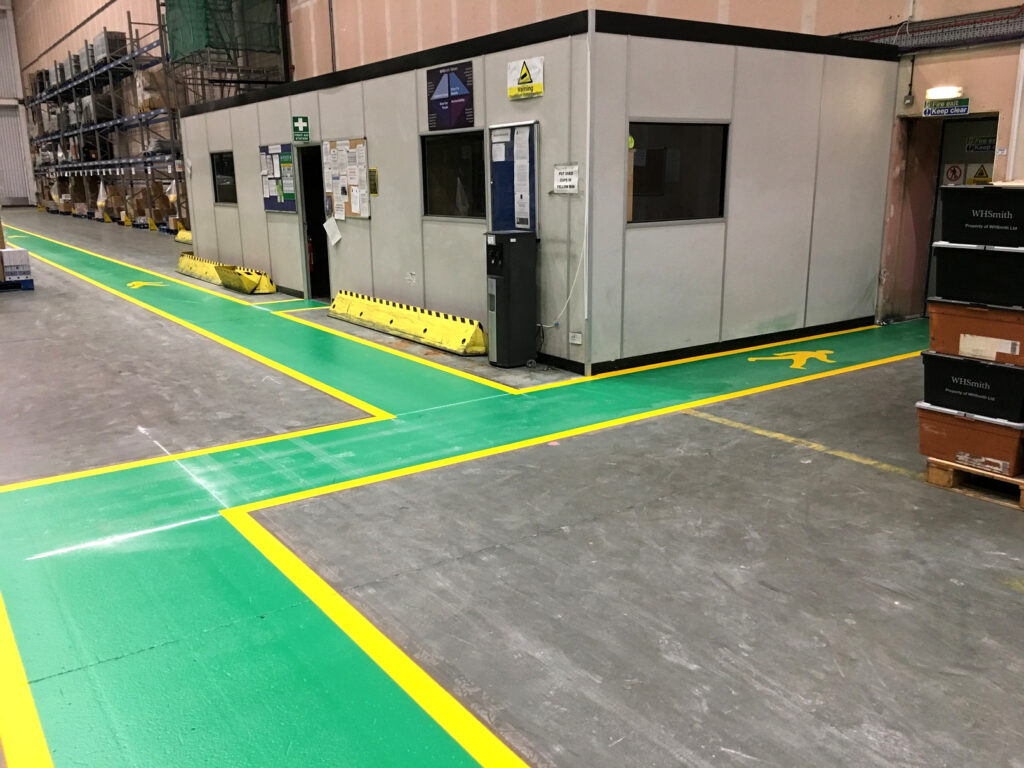 warehouse lining, road marking, footpaths